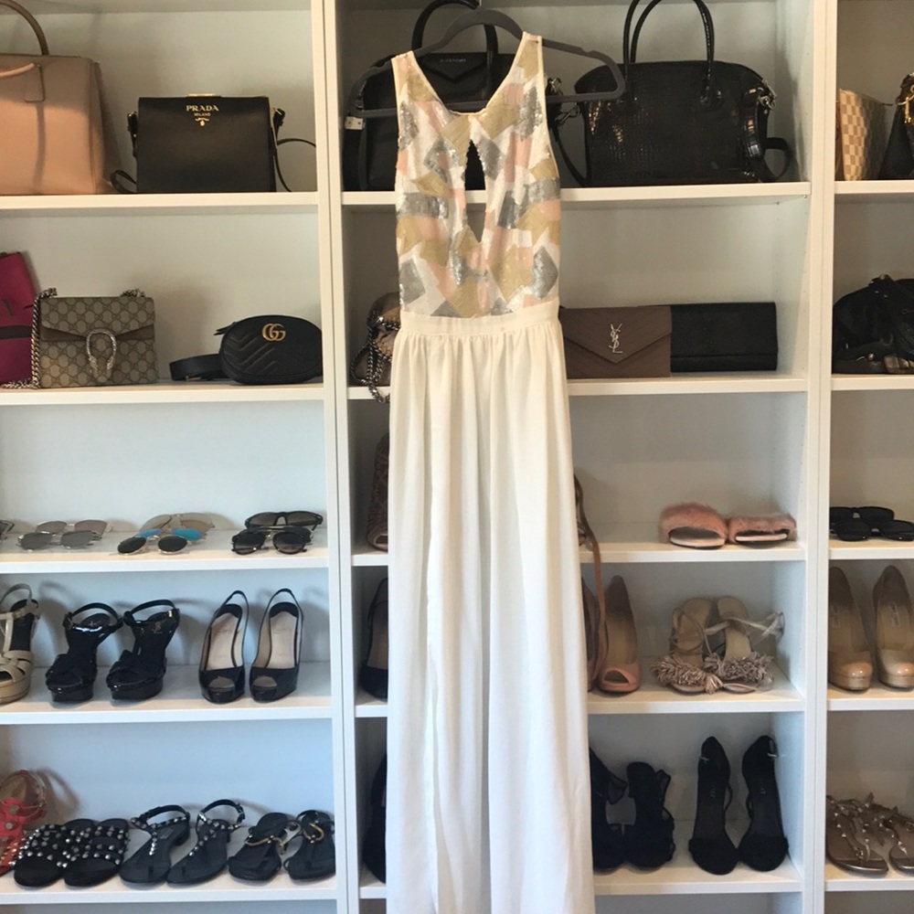 Sequin white maxi dress